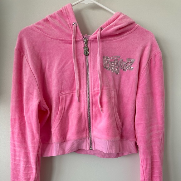 Tops - Bratz Pink Velvet Cropped Zip Hoodie